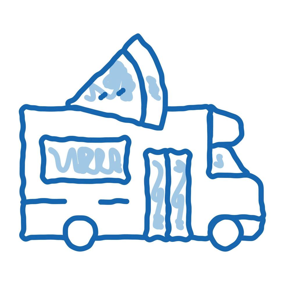 pizza street food van doodle symbol handgezeichnete illustration vektor