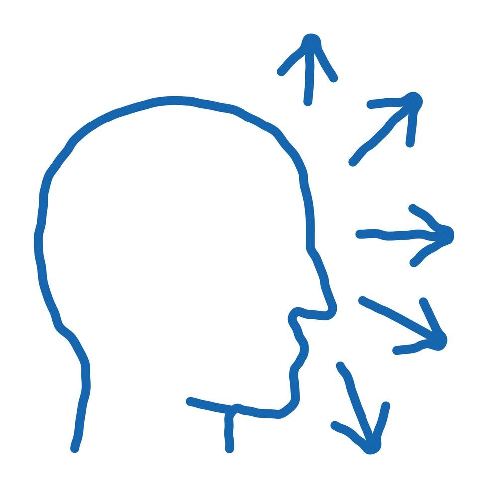 mänsklig huvud och pilar klotter ikon hand dragen illustration vektor