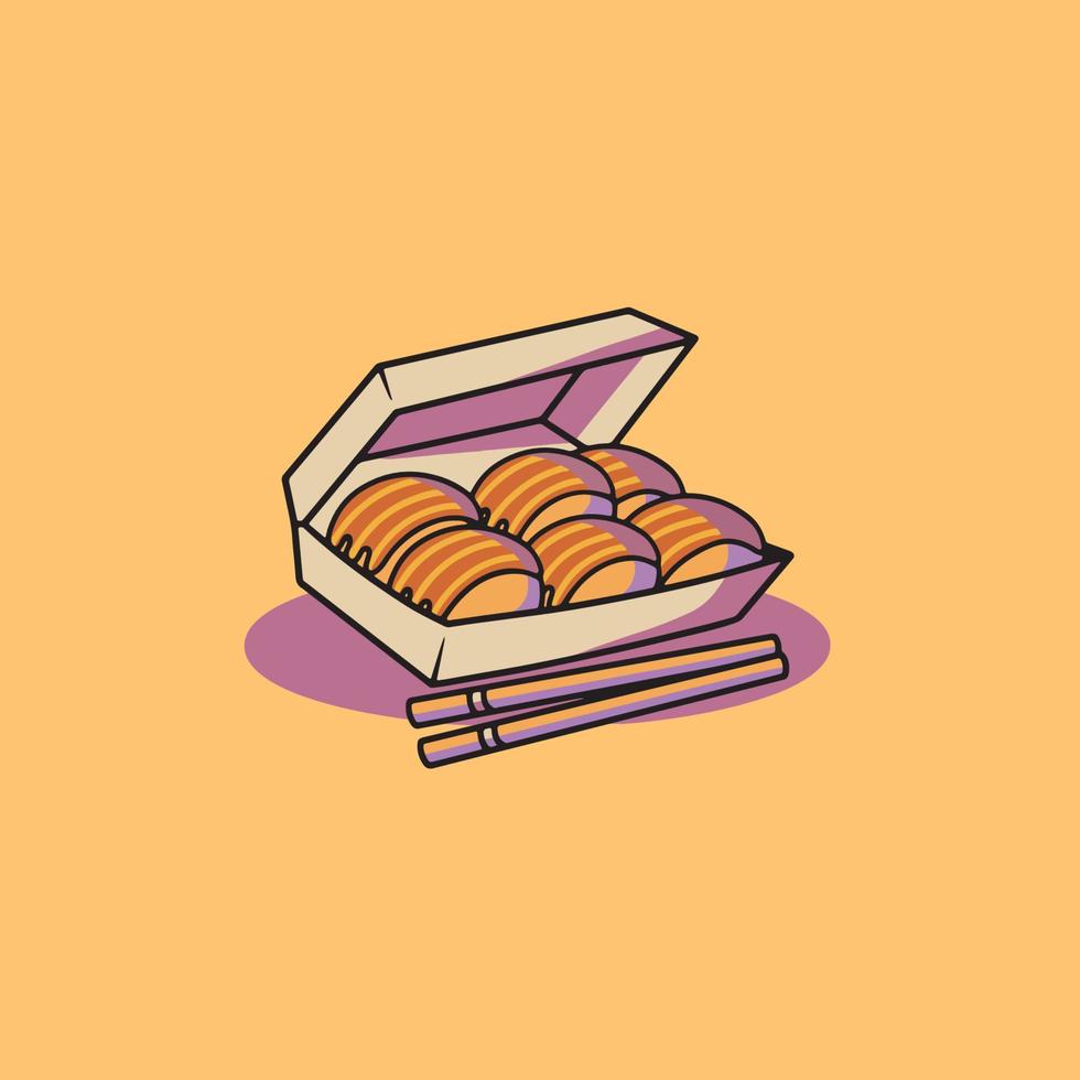 utsökt takoyaki tecknad serie illustration vektor