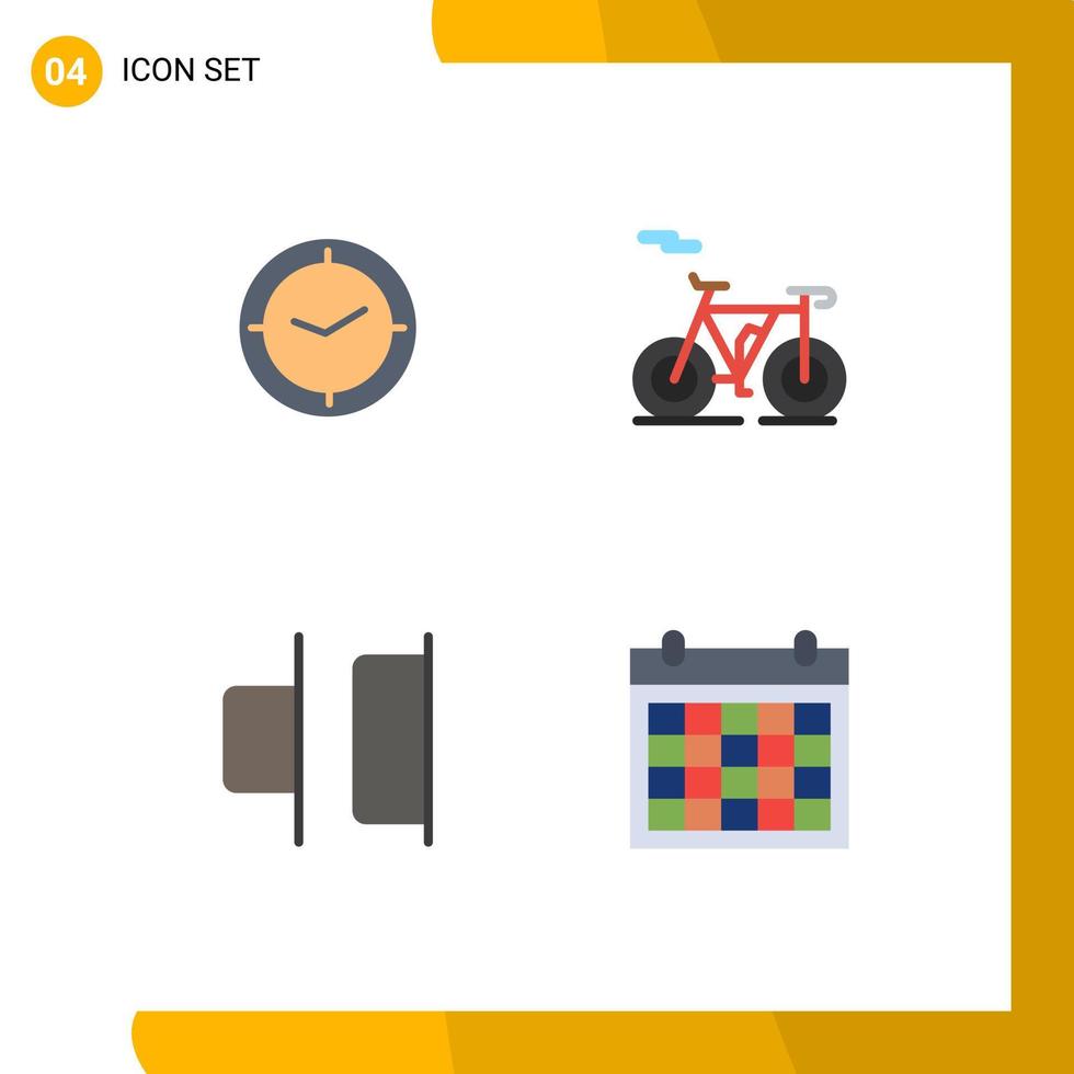 packa av 4 kreativ platt ikoner av Kolla på rätt klocka transport kalender redigerbar vektor design element