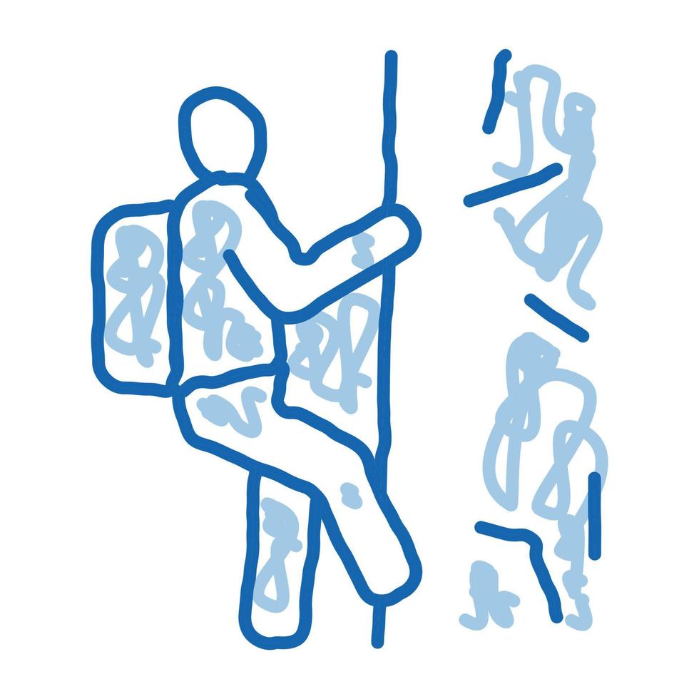 alpinist klättrande klotter ikon hand dragen illustration vektor