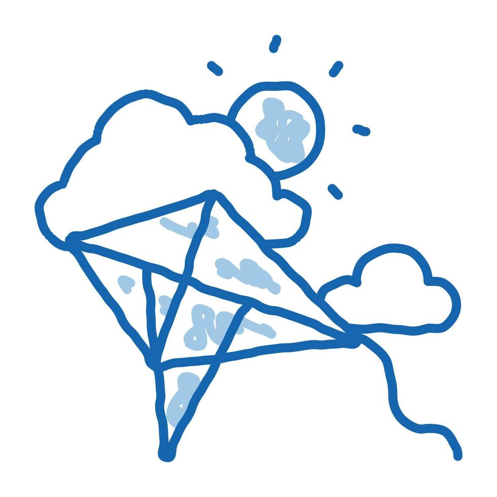 drachenfliegen bei sonnigem wetter doodle symbol hand gezeichnete illustration vektor