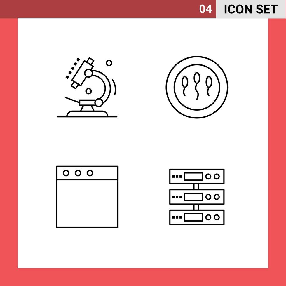 packa av 4 kreativ fylld linje platt färger av biologi mac vetenskap medicin server redigerbar vektor design element