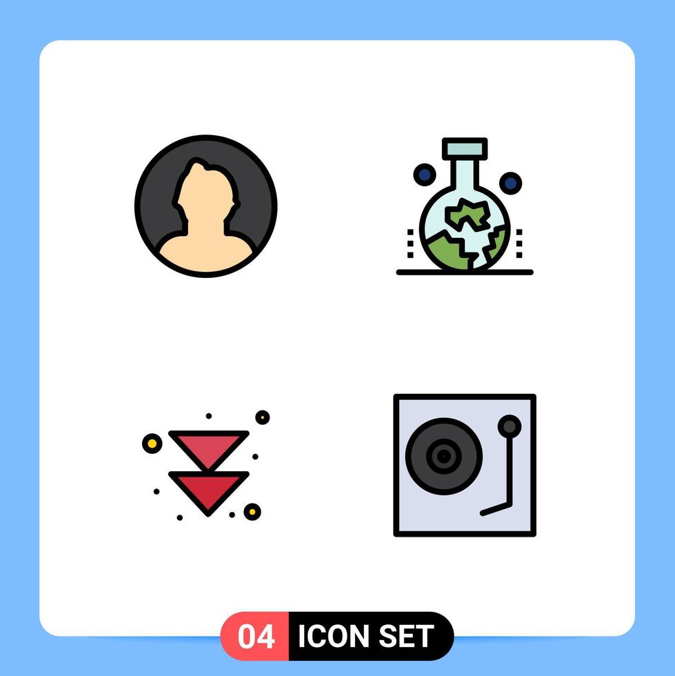 grupp av 4 fylld linje platt färger tecken och symboler för avatar framåt- användare vetenskaplig studie av de ursprung av de jord enheter redigerbar vektor design element