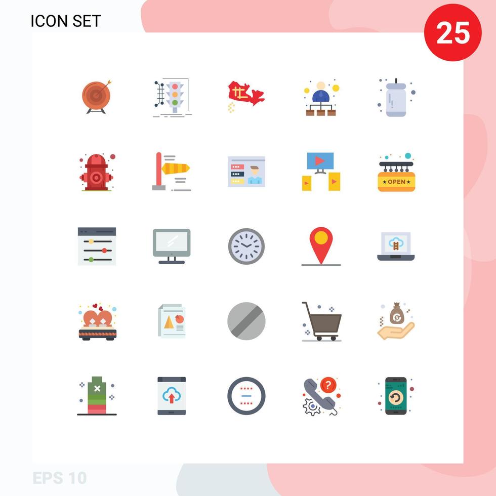 25 benutzeroberfläche flaches farbpaket mit modernen zeichen und symbolen der hierarchischen hierarchischen netzwerkverwaltung standort kanada editierbare vektordesignelemente vektor
