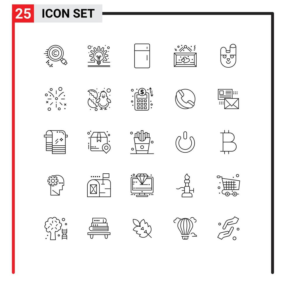 satz von 25 modernen ui symbolen symbole zeichen für liebe hängende ideentafel nach hause editierbare vektordesignelemente vektor