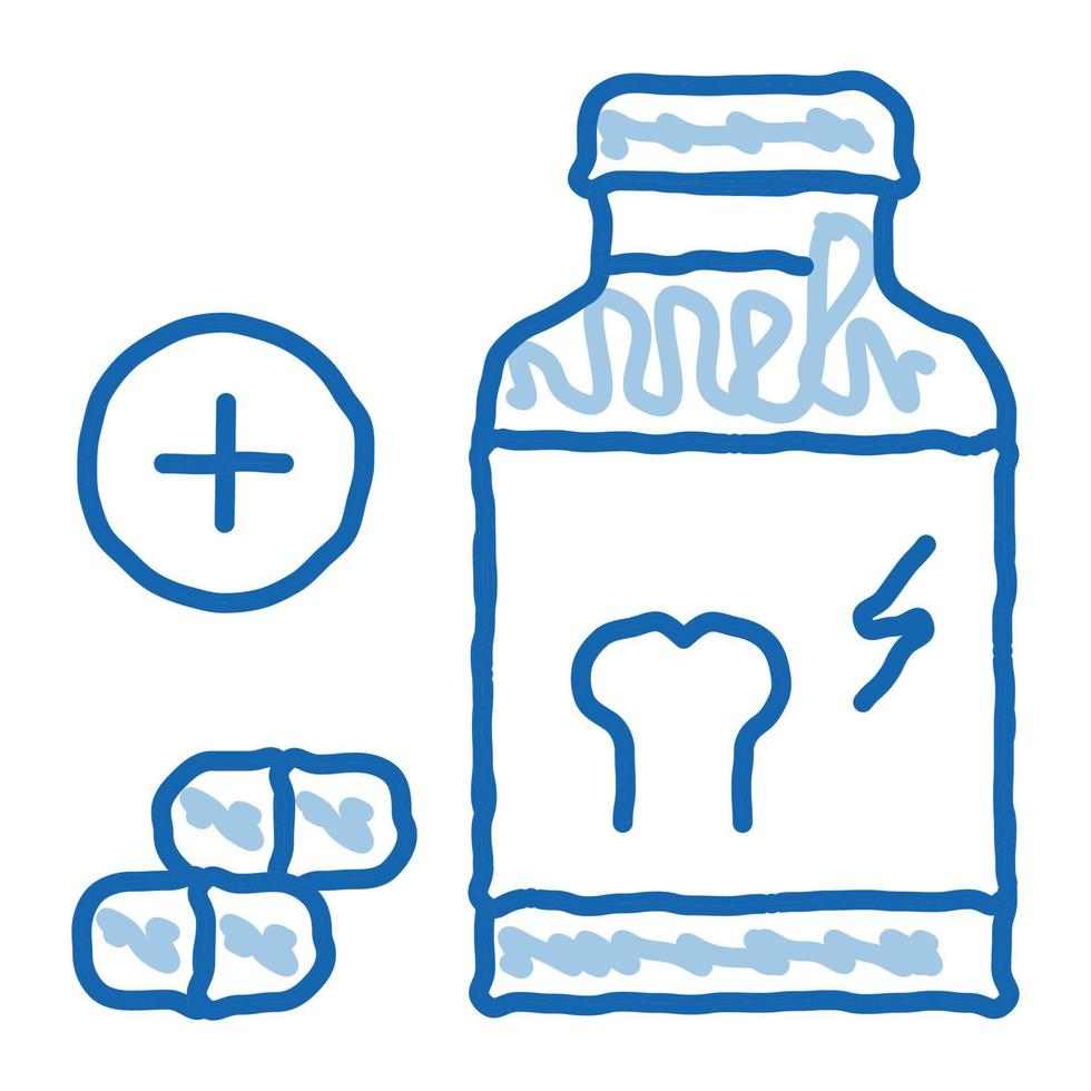 Vitamin zur Stärkung der Knochen doodle Symbol handgezeichnete Abbildung vektor