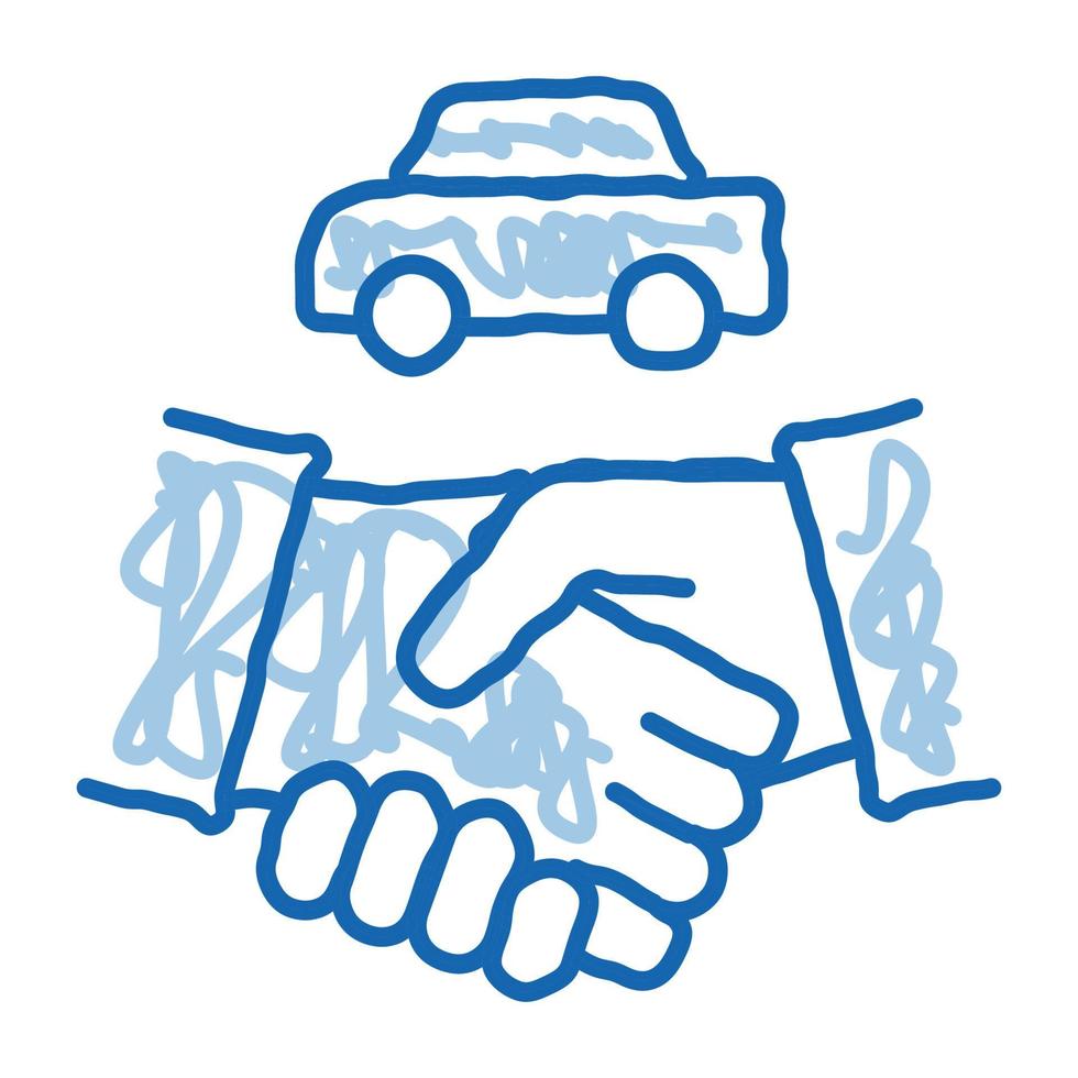 Autokauf Deal Doodle Symbol handgezeichnete Abbildung vektor