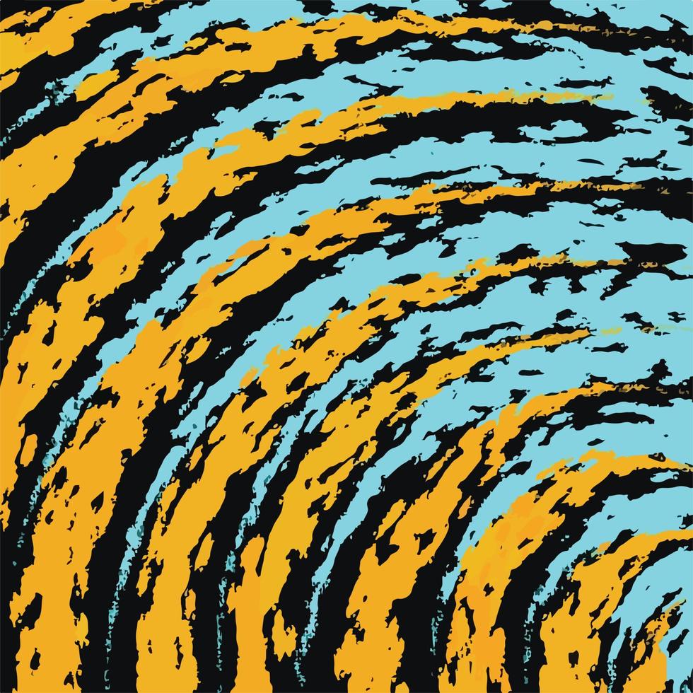cyan-blauer und orangefarbener Pinselstrich strukturierter Farblinien-Vektorhintergrund isoliert auf quadratischer schwarzer Vorlage für Social-Media-Posts, Poster, Broschüren, Papier- und Textil- oder Schaldrucke. vektor