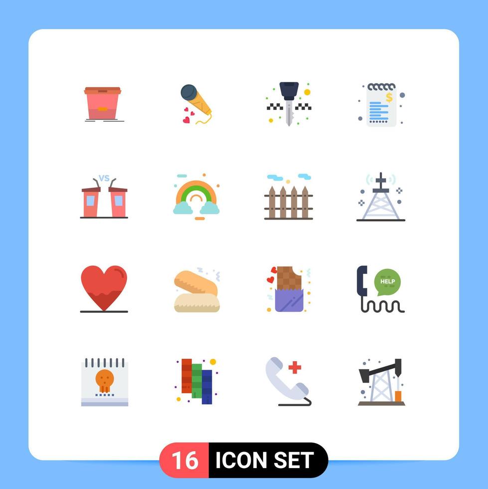 grupp av 16 platt färger tecken och symboler för debatt försäljning bröllop lista taxi redigerbar packa av kreativ vektor design element