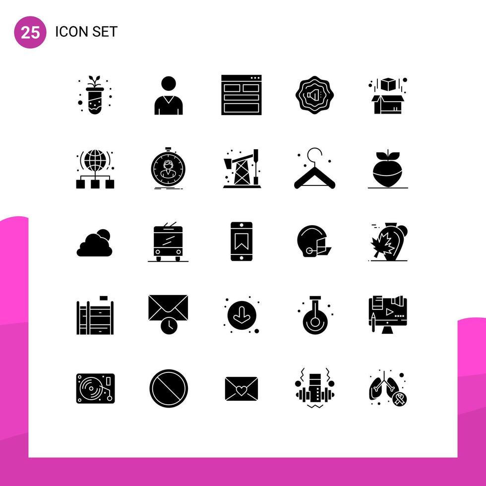 Stock Vector Icon Pack mit 25 Zeilenzeichen und Symbolen für den Internetdruck Kontaktmodell Accustic editierbare Vektordesign-Elemente