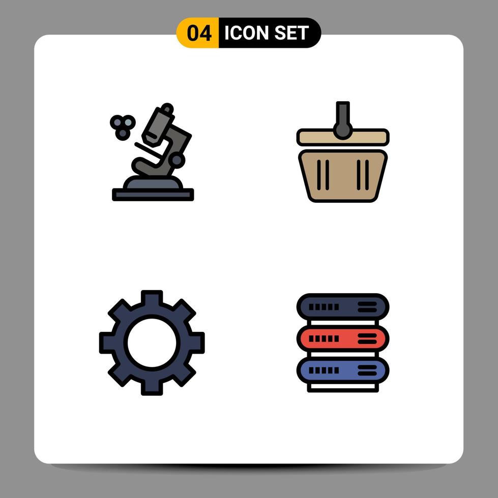 packa av 4 kreativ fylld linje platt färger av biologi uppsättning korg vår datoranvändning redigerbar vektor design element