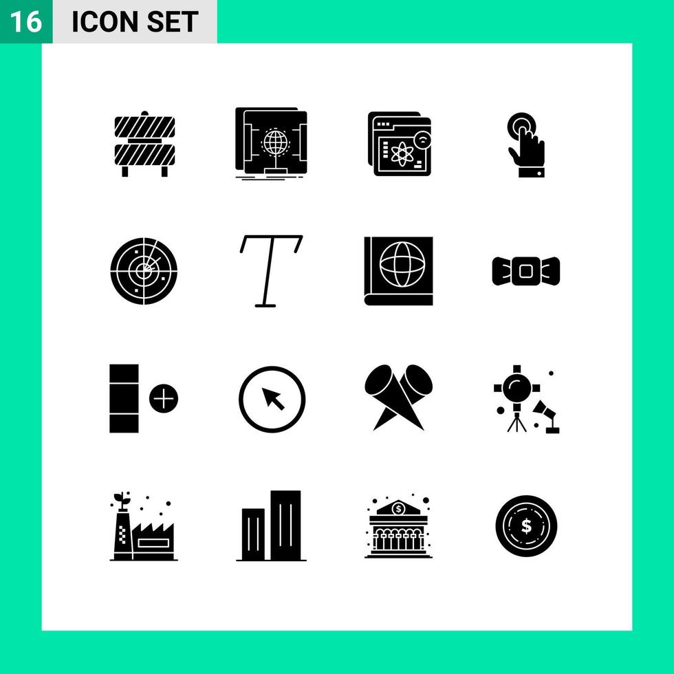 grupp av 16 modern fast glyfer uppsättning för teknologi pekskärm hemsida ändå utbildning redigerbar vektor design element