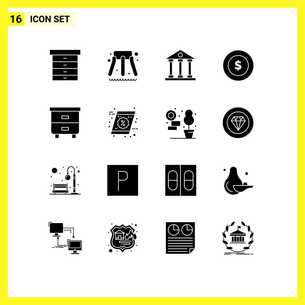 16 kreative Symbole moderne Zeichen und Symbole der Innenschublade Finanzdekor Logistik editierbare Vektordesign-Elemente vektor