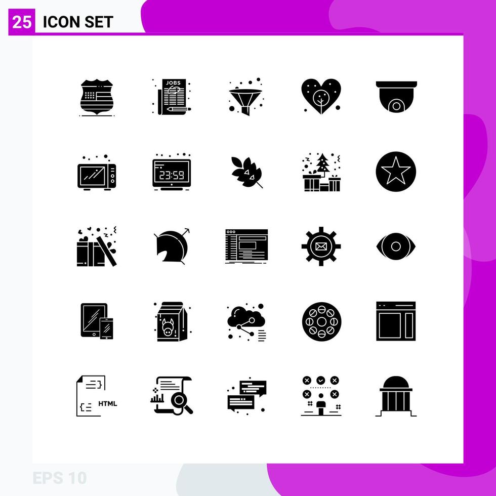 modern uppsättning av 25 fast glyfer och symboler sådan som mat projekt analys kamera dag redigerbar vektor design element