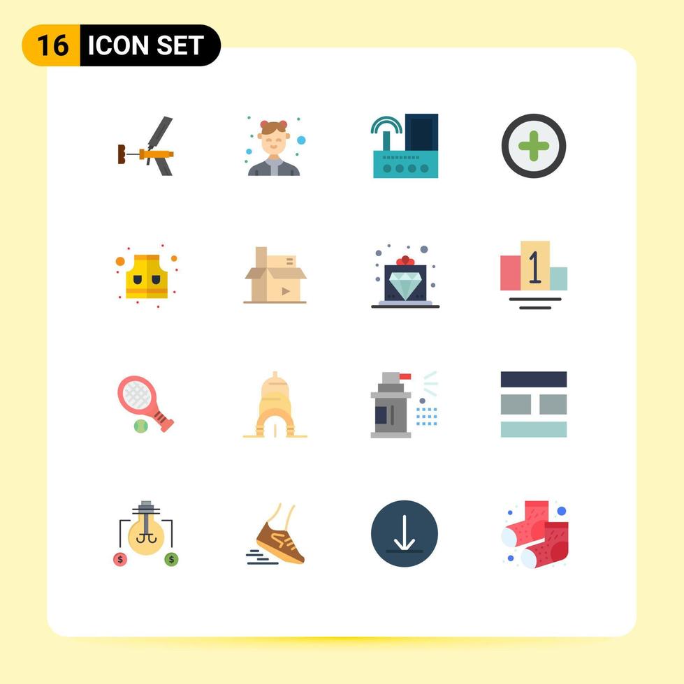 modern uppsättning av 16 platt färger och symboler sådan som grundläggande wiFi catering signal router redigerbar packa av kreativ vektor design element