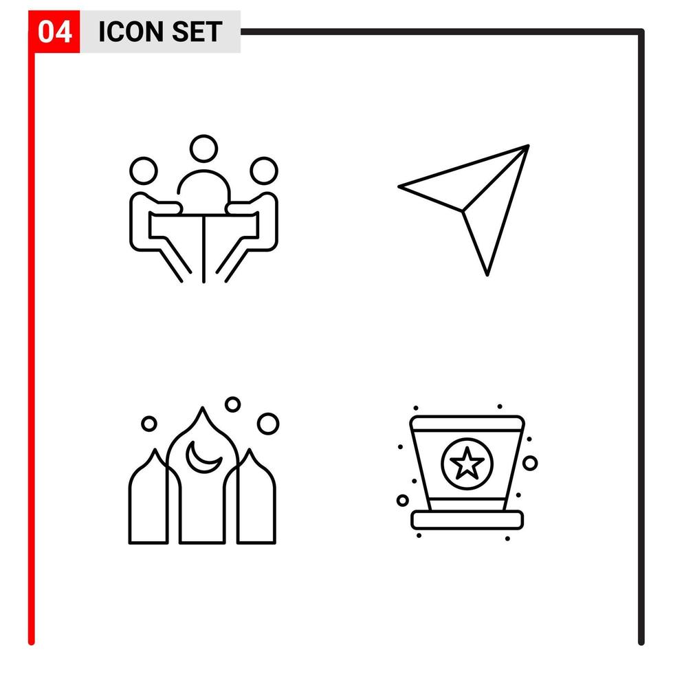 4 allgemeine Symbole für Website-Design, Print und mobile Apps 4 Gliederungssymbole Zeichen isoliert auf weißem Hintergrund 4 Symbolpaket kreativer schwarzer Symbolvektorhintergrund vektor