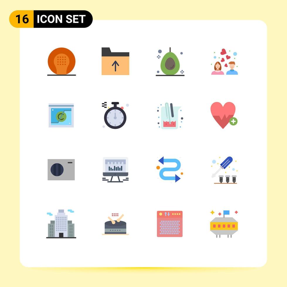 16 tematiska vektor platt färger och redigerbar symboler av digital företag avokado hjärta kärlek kärlek redigerbar packa av kreativ vektor design element