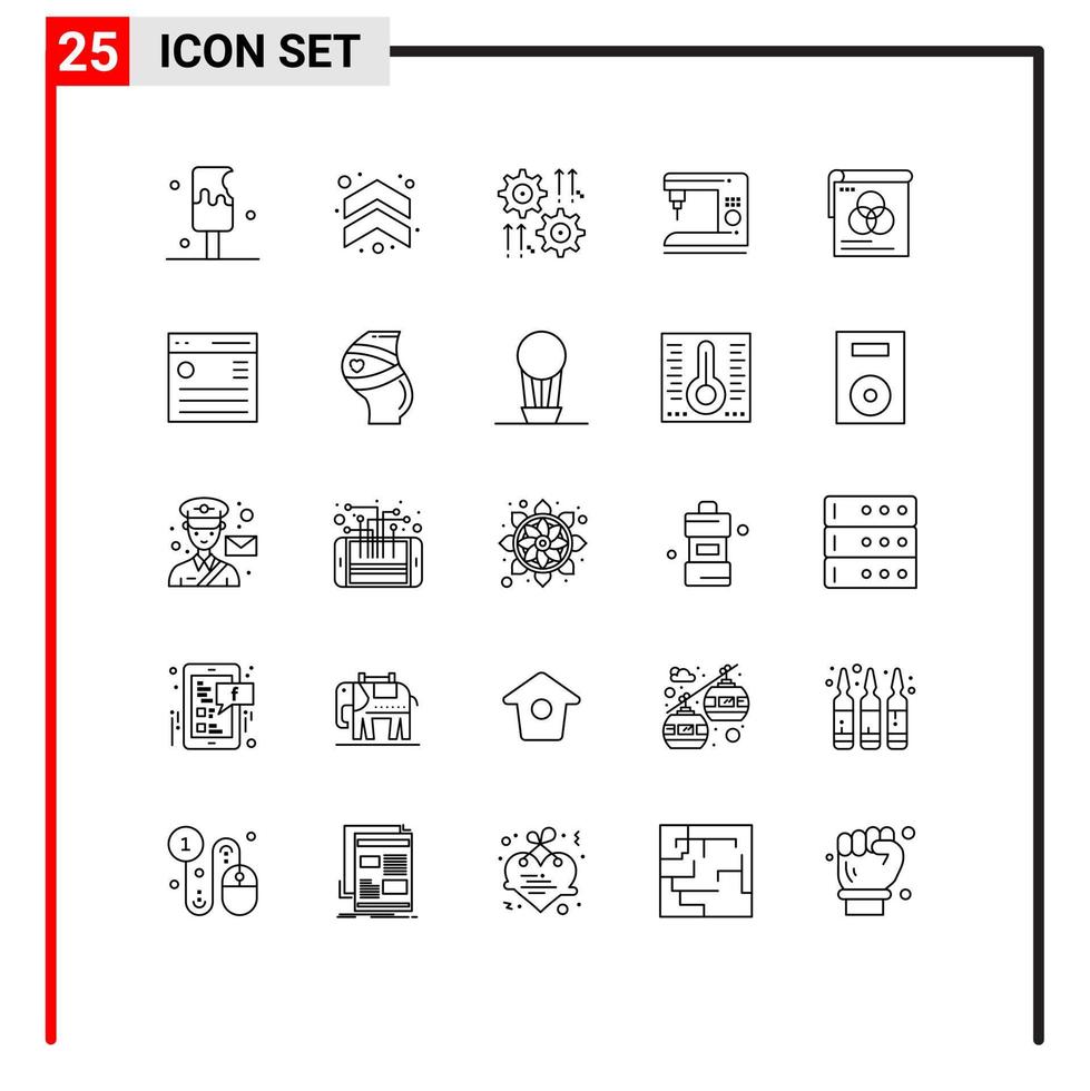 packa av 25 modern rader tecken och symboler för webb skriva ut media sådan som borste Hem miljö elektrisk pil redigerbar vektor design element