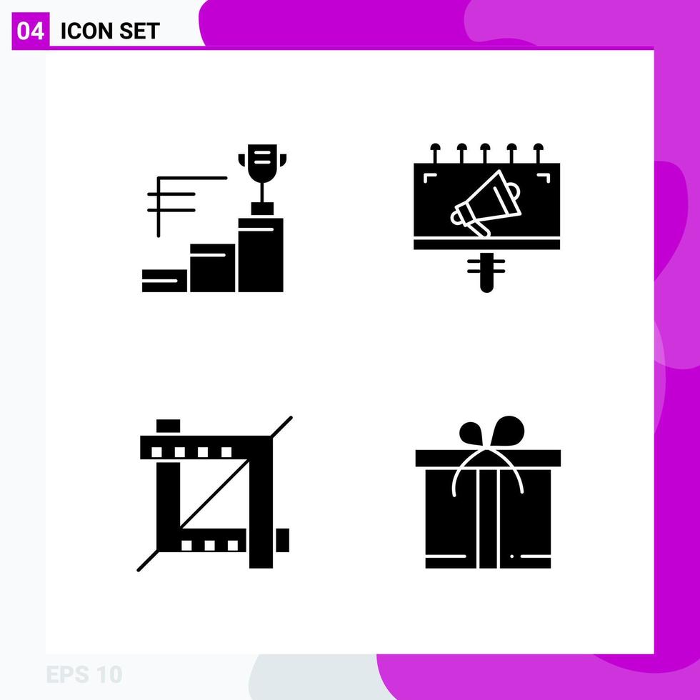 Solid Icon Set Packung mit 4 Glyphen-Icons isoliert auf weißem Hintergrund für Web-Print und mobile kreative schwarze Icon-Vektor-Hintergrund vektor