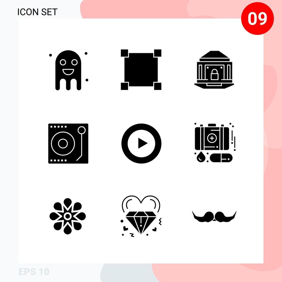Vektorpaket mit 9 Symbolen im soliden Stil kreatives Glyphenpaket isoliert auf weißem Hintergrund für Web und mobile kreative schwarze Symbolvektorhintergrund vektor