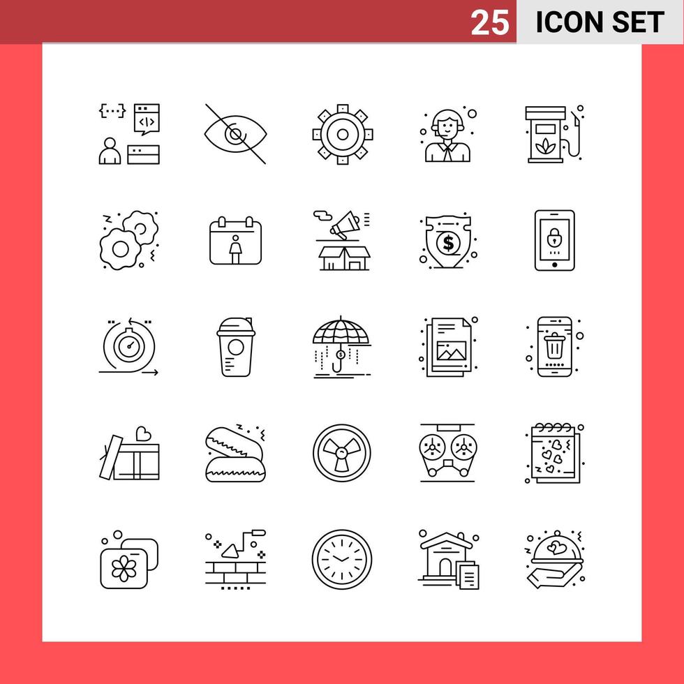 25 ikon packa linje stil översikt symboler på vit bakgrund enkel tecken för allmän design kreativ svart ikon vektor bakgrund