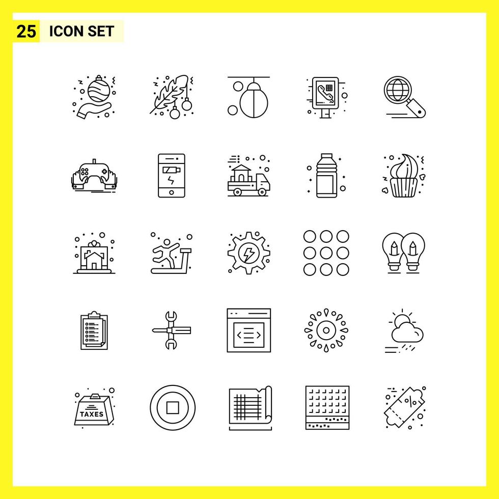25 Symbolsatz einfache Liniensymbole Umrisszeichen auf weißem Hintergrund für mobile Anwendungen des Website-Designs und kreativer schwarzer Symbolvektorhintergrund für Printmedien vektor
