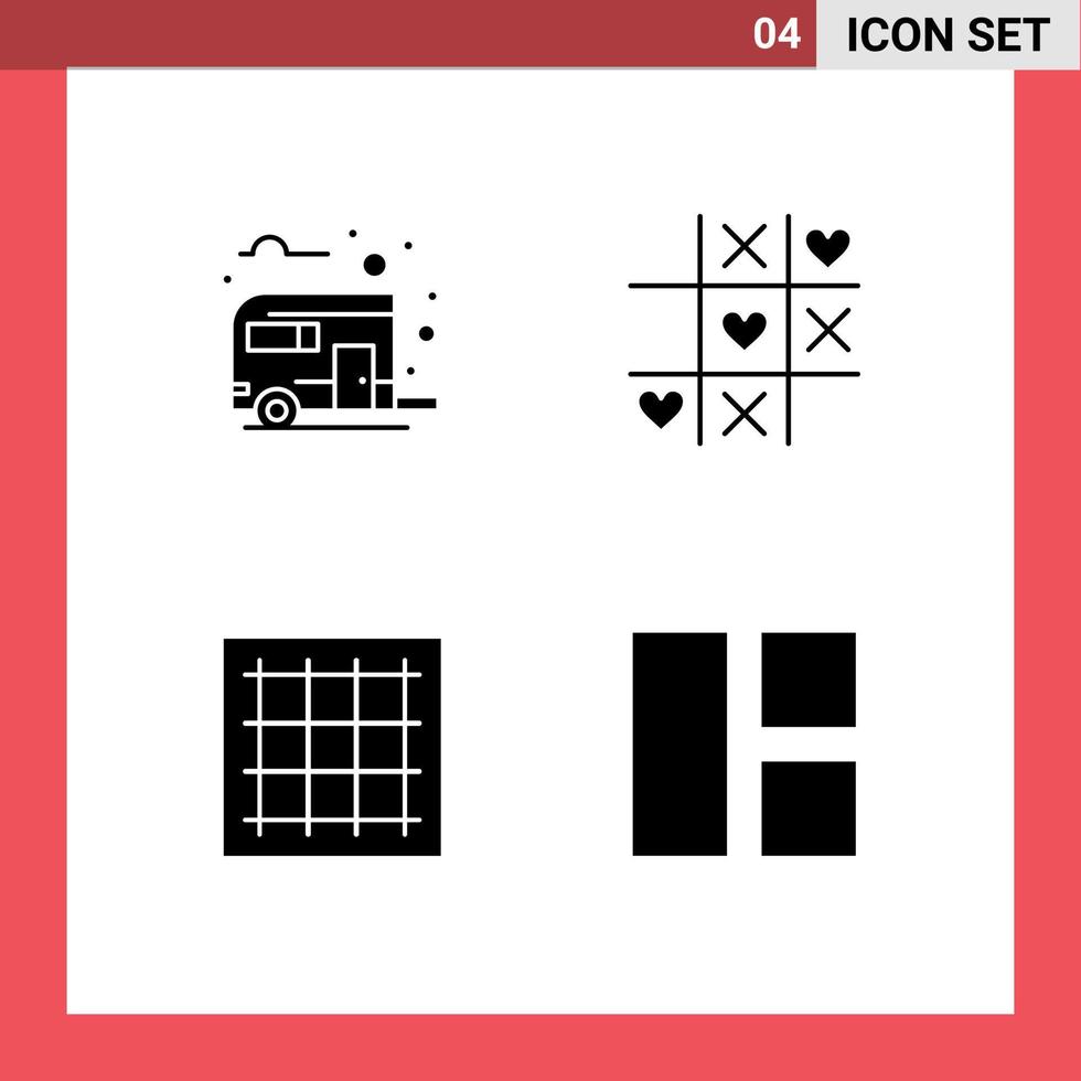 modern uppsättning av fast glyfer och symboler sådan som buss rutnät camping hjärta teckning redigerbar vektor design element