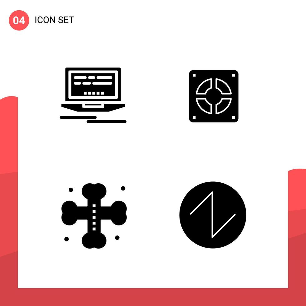 packa av 4 universell glyf ikoner för skriva ut media på vit bakgrund kreativ svart ikon vektor bakgrund