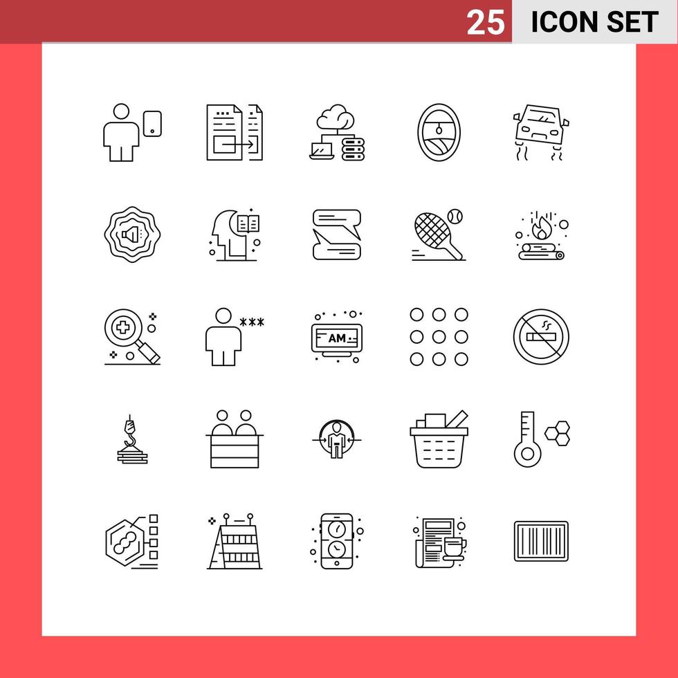 25 kreativ ikoner modern tecken och symboler av bil fönster fil porthål server redigerbar vektor design element