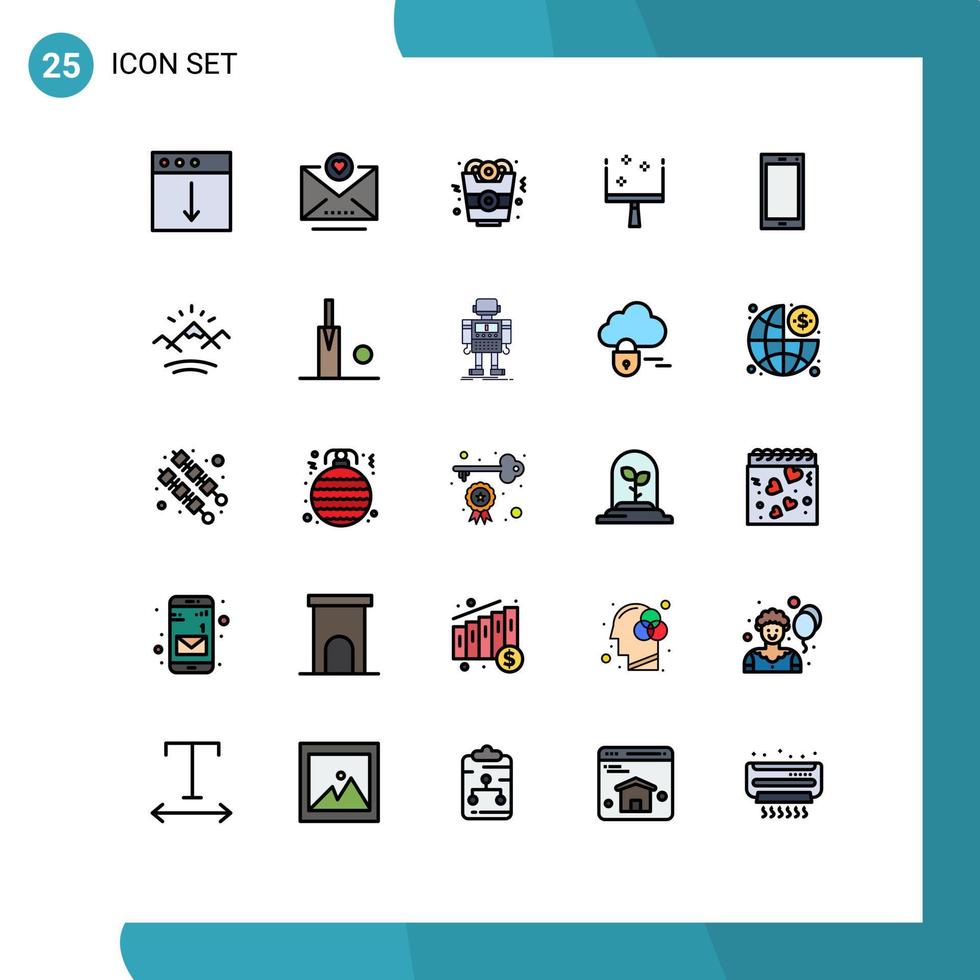 piktogram uppsättning av 25 enkel fylld linje platt färger av iphone mobil snabb mat smart telefon sopa redigerbar vektor design element