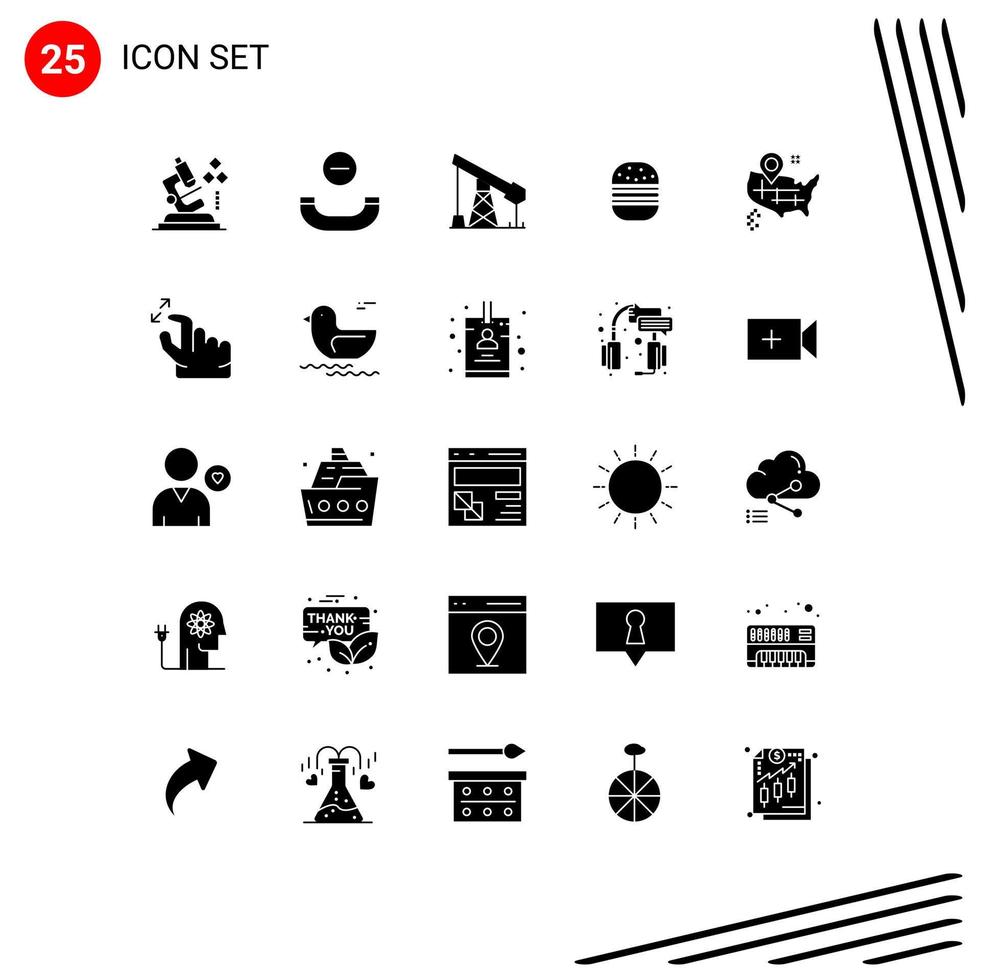 stock vektor ikon packa av 25 linje tecken och symboler för amerikan plats industri mat snabbmat redigerbar vektor design element