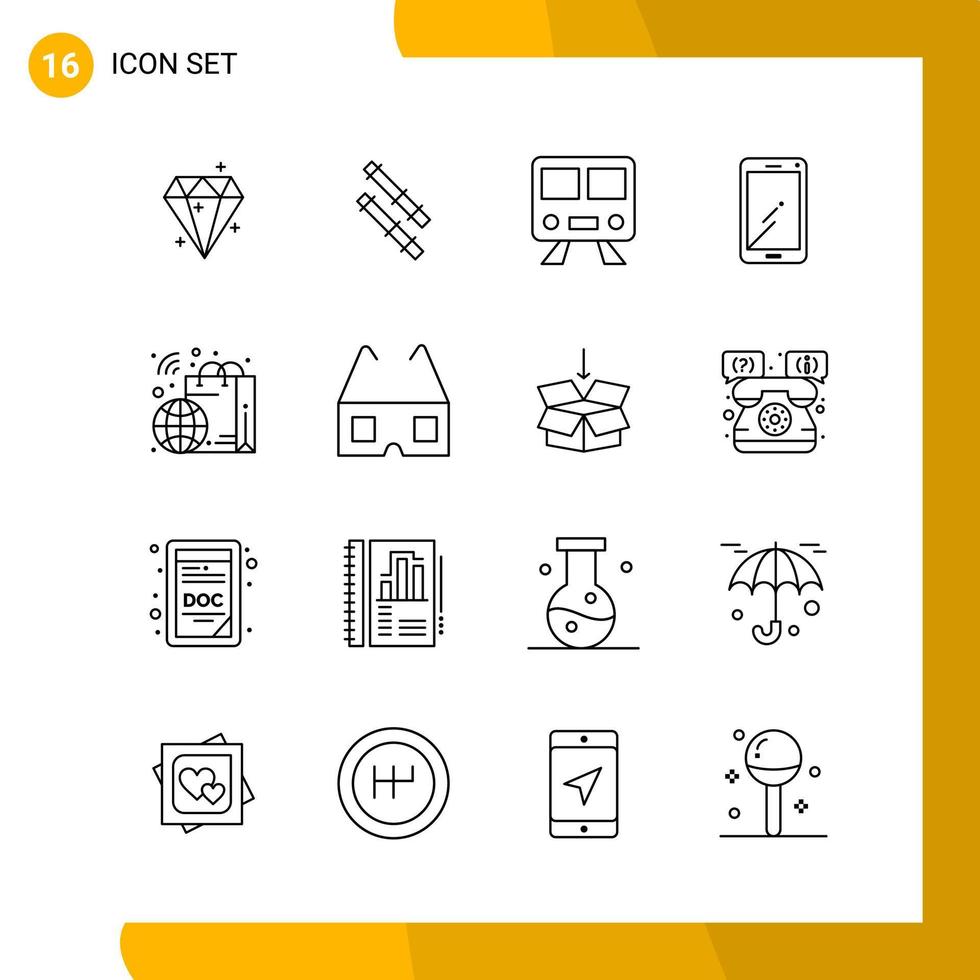 16 Icon Set Line Style Icon Pack Umrisssymbole isoliert auf weißem Hintergrund für responsive Website, die kreativen schwarzen Icon-Vektorhintergrund entwirft vektor