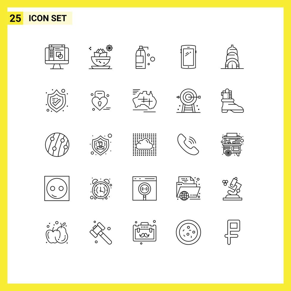 uppsättning av 25 kommersiell rader packa för byggnad iphone rengöring android smart telefon redigerbar vektor design element