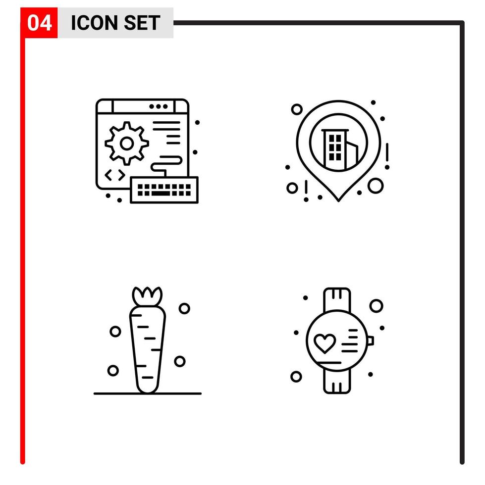 4 allmän ikoner för hemsida design skriva ut och mobil appar 4 översikt symboler tecken isolerat på vit bakgrund 4 ikon packa kreativ svart ikon vektor bakgrund