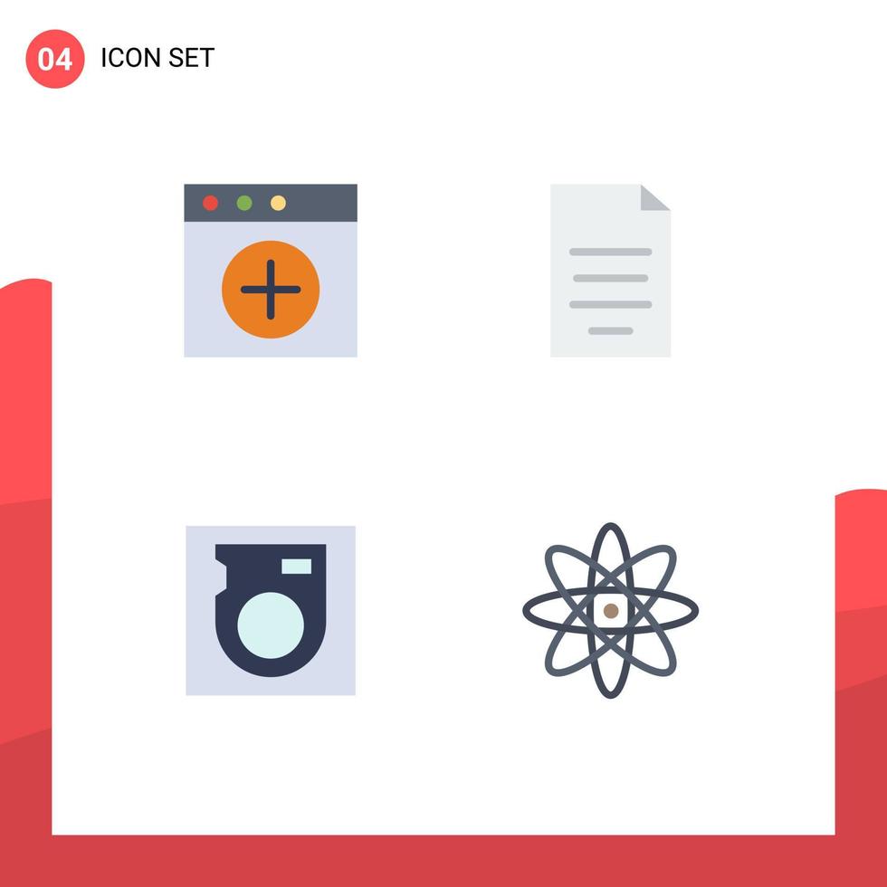 packa av 4 modern platt ikoner tecken och symboler för webb skriva ut media sådan som app kör dokumentera finansiera atom redigerbar vektor design element