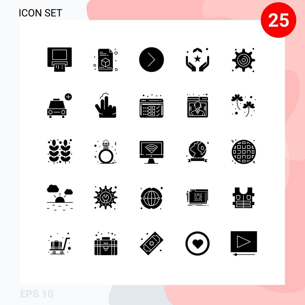 piktogram uppsättning av 25 enkel fast glyfer av inställningar kugghjul media spelare islam muslim redigerbar vektor design element