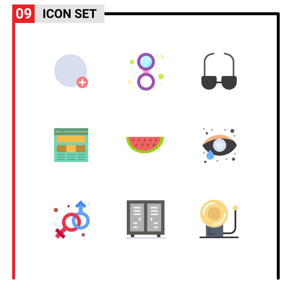 9 kreativ ikoner modern tecken och symboler av melon uppkopplad glasögon webb sida redigerbar vektor design element