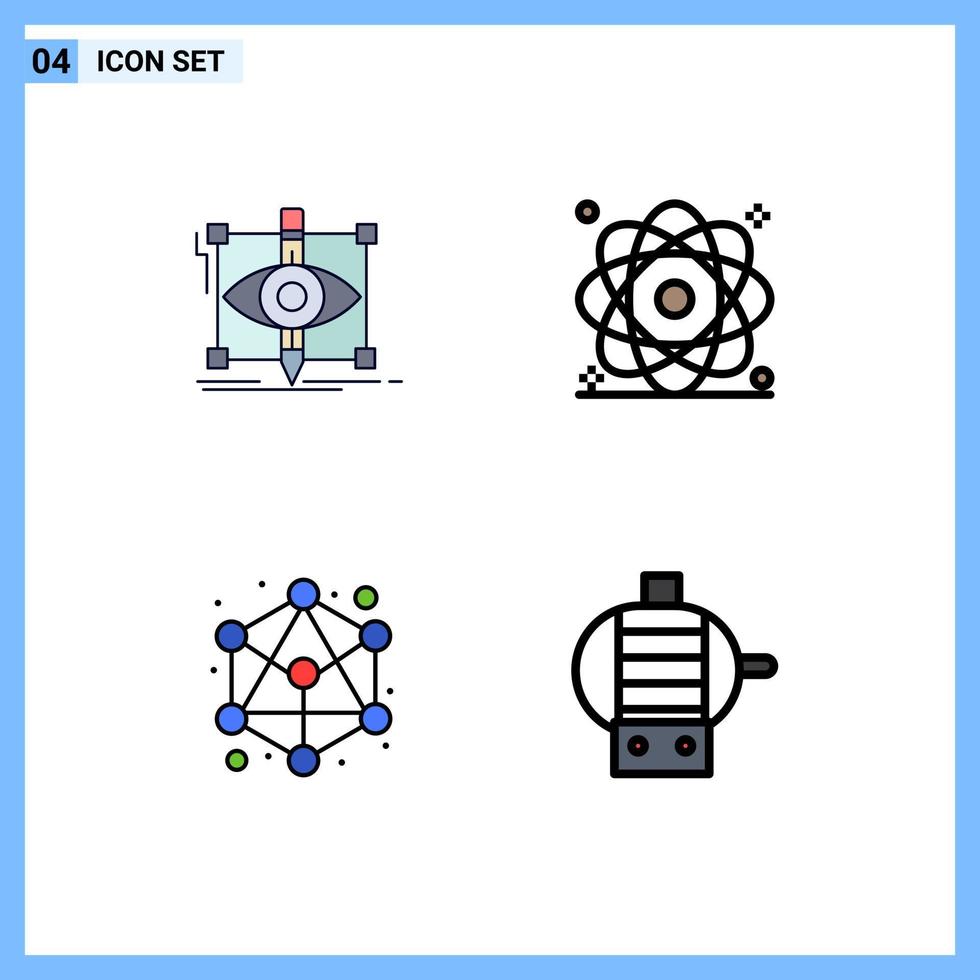 mobil gränssnitt fylld linje platt Färg uppsättning av 4 piktogram av design kraft skiss energi hierarki redigerbar vektor design element