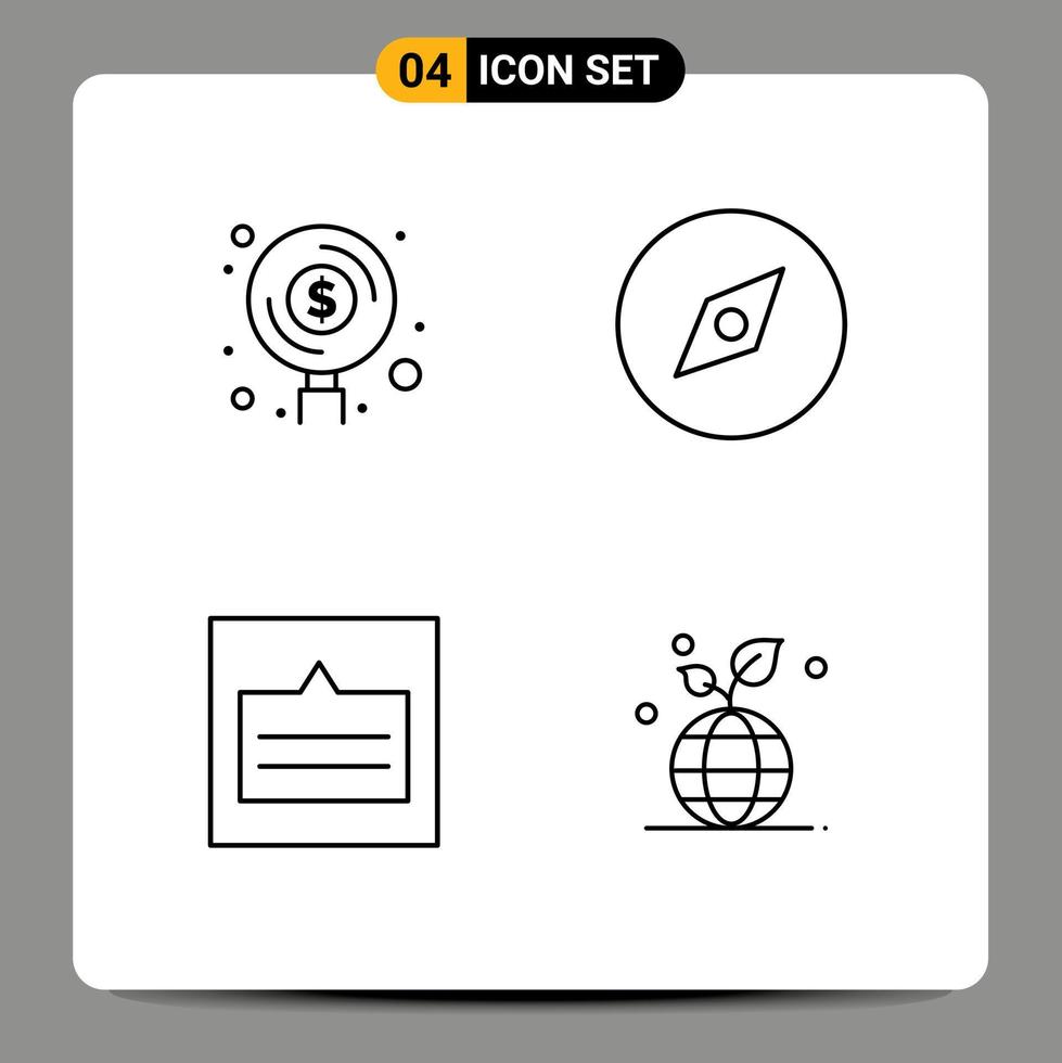 uppsättning av 4 modern ui ikoner symboler tecken för finansiera layout investering Karta dyka upp redigerbar vektor design element