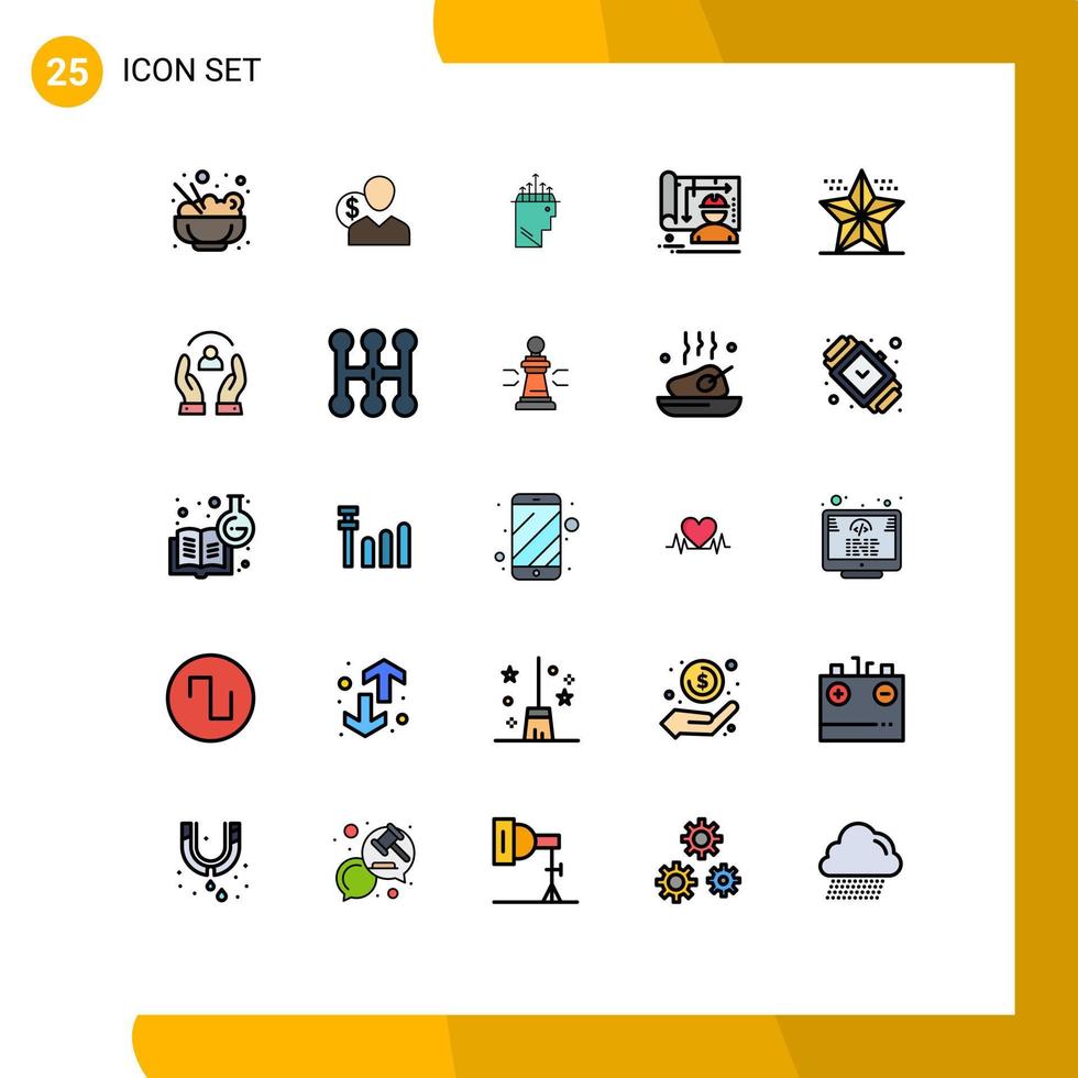 modern uppsättning av 25 fylld linje platt färger och symboler sådan som ingenjör plan pengar arkitektur data redigerbar vektor design element