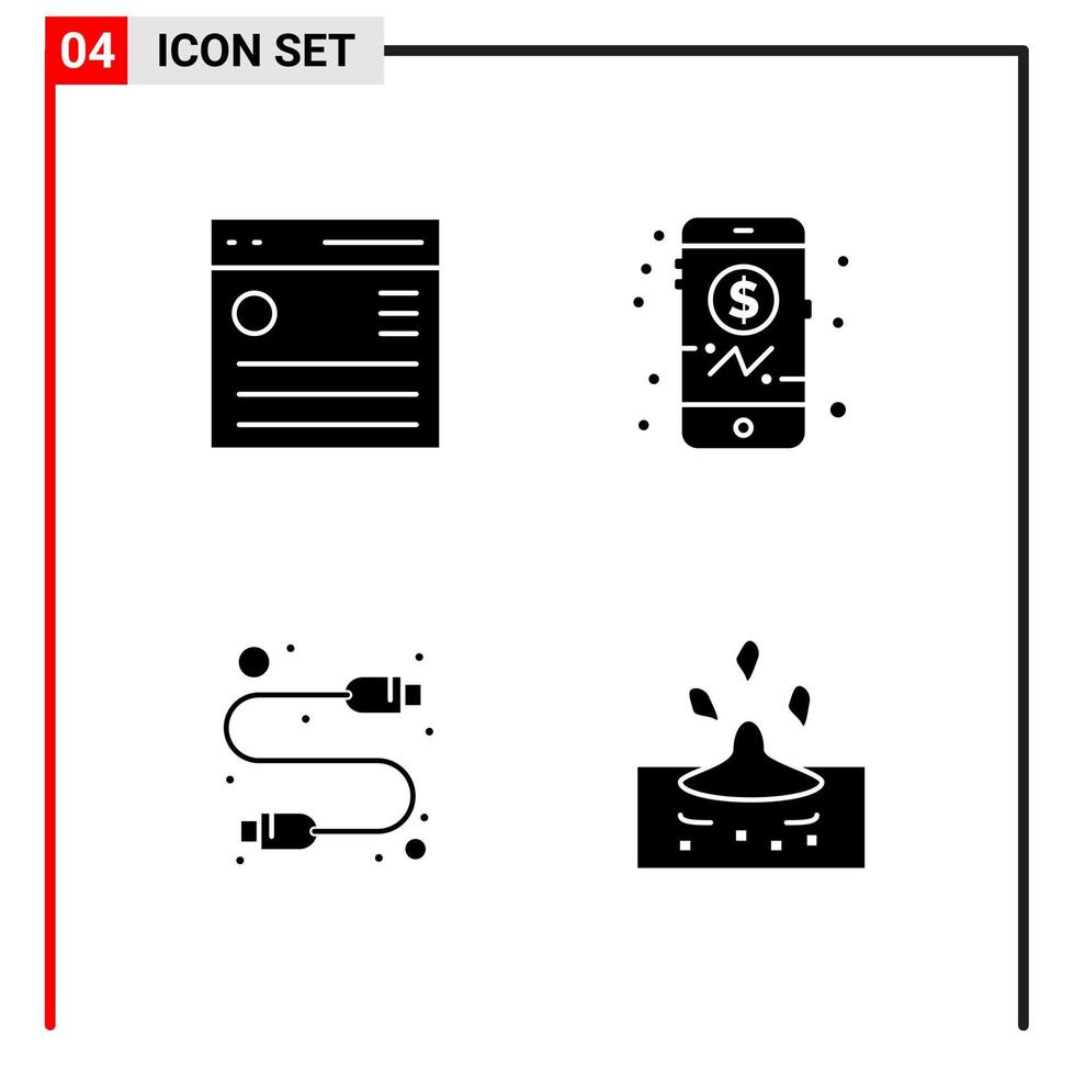 4 allmän ikoner för hemsida design skriva ut och mobil appar 4 glyf symboler tecken isolerat på vit bakgrund 4 ikon packa kreativ svart ikon vektor bakgrund