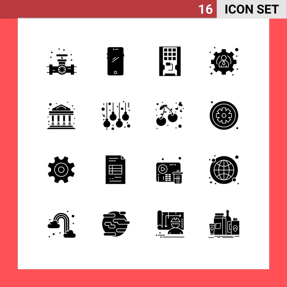 16 universell fast glyf tecken symboler av Bank profil iphone förvaltning fast redigerbar vektor design element