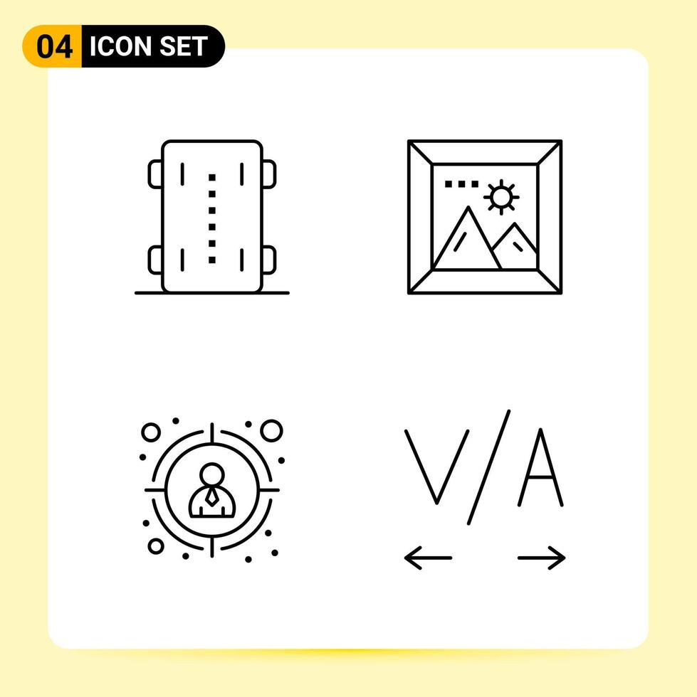 4 kreativ ikoner för modern hemsida design och mottaglig mobil appar 4 översikt symboler tecken på vit bakgrund 4 ikon packa kreativ svart ikon vektor bakgrund