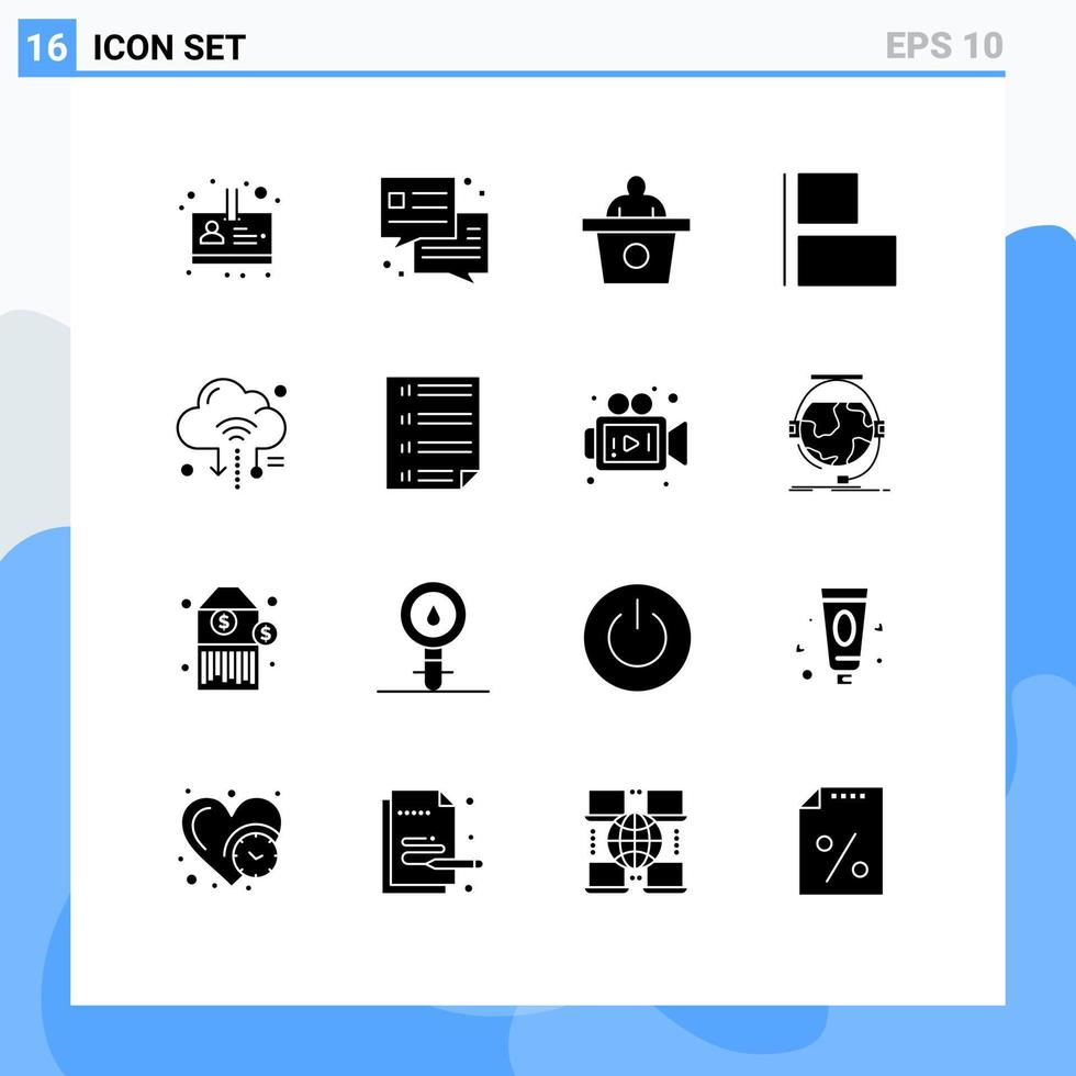 packa av 16 modern fast glyfer tecken och symboler för webb skriva ut media sådan som barer moln Tal router internet redigerbar vektor design element