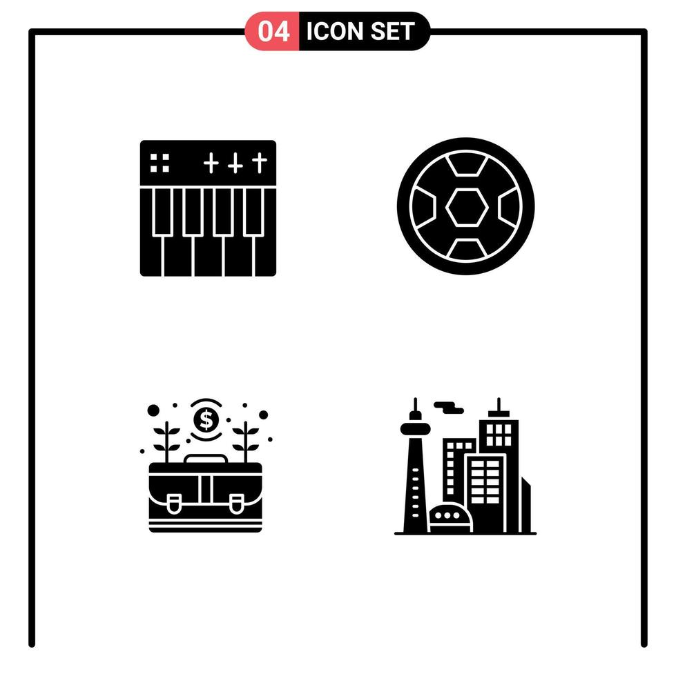 Stock Vector Icon Pack mit 4 Zeilenzeichen und Symbolen für Feiertasche Musikpreis Fall editierbare Vektordesign-Elemente