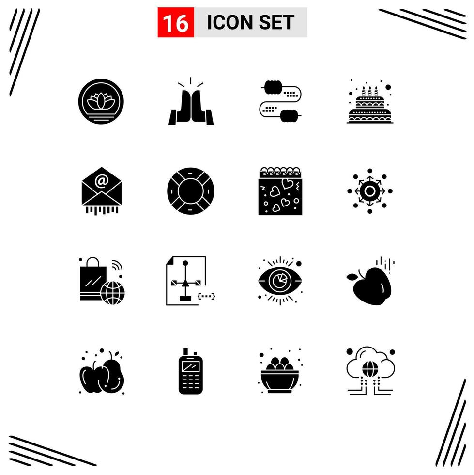 16 kreativ ikoner modern tecken och symboler av post ljus kabel- bröllop kaka redigerbar vektor design element