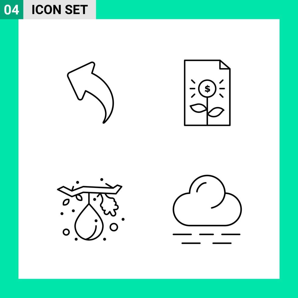 Packung mit 4 Linienstil-Icon-Set Gliederungssymbolen für den Druck kreative Zeichen isoliert auf weißem Hintergrund 4-Icon-Set kreativer schwarzer Icon-Vektor-Hintergrund vektor