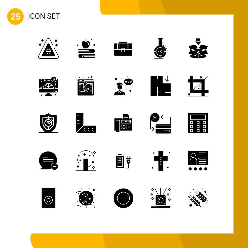 uppsättning av 25 modern ui ikoner symboler tecken för ladda ner pil fall finansiell bank redigerbar vektor design element