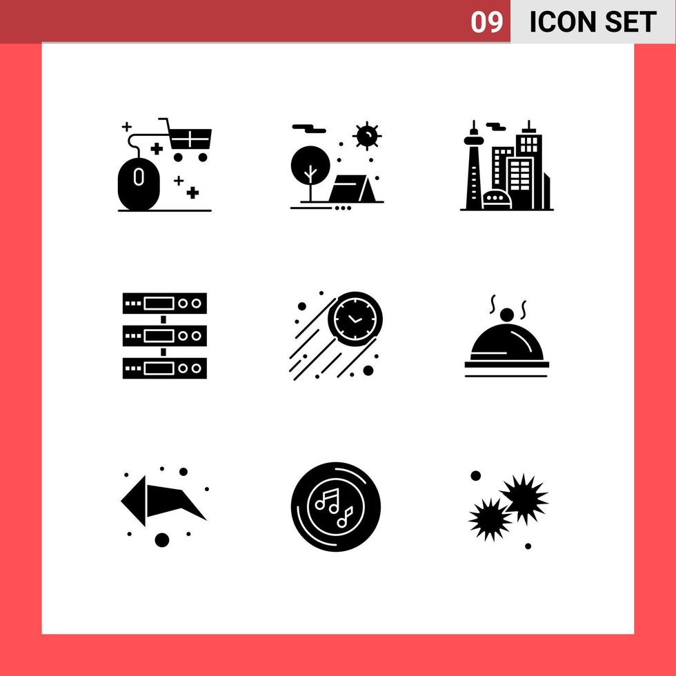 Stock Vector Icon Pack mit 9 Zeilenzeichen und Symbolen für Cloud-Daten Naturserver Wahrzeichen editierbare Vektordesign-Elemente